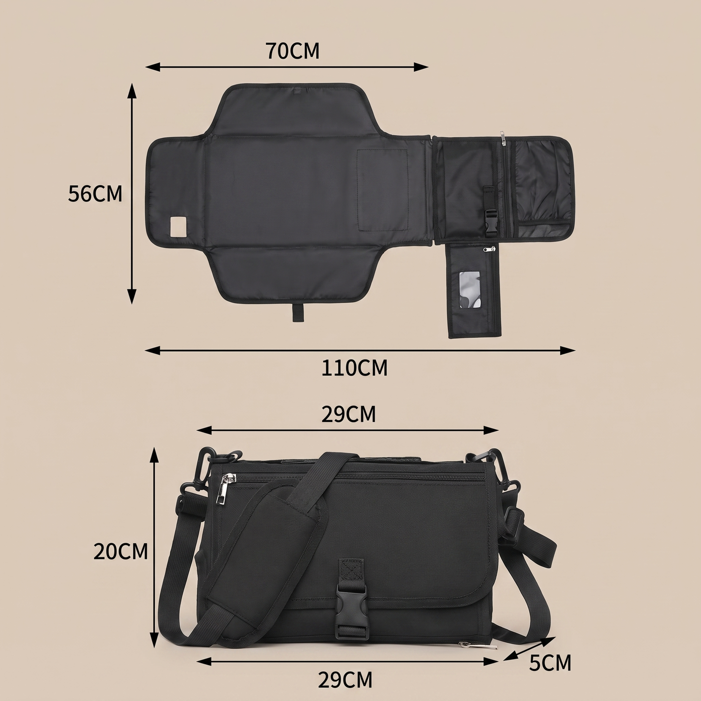 Compact Changing Mat with Pockets for On-the-Go