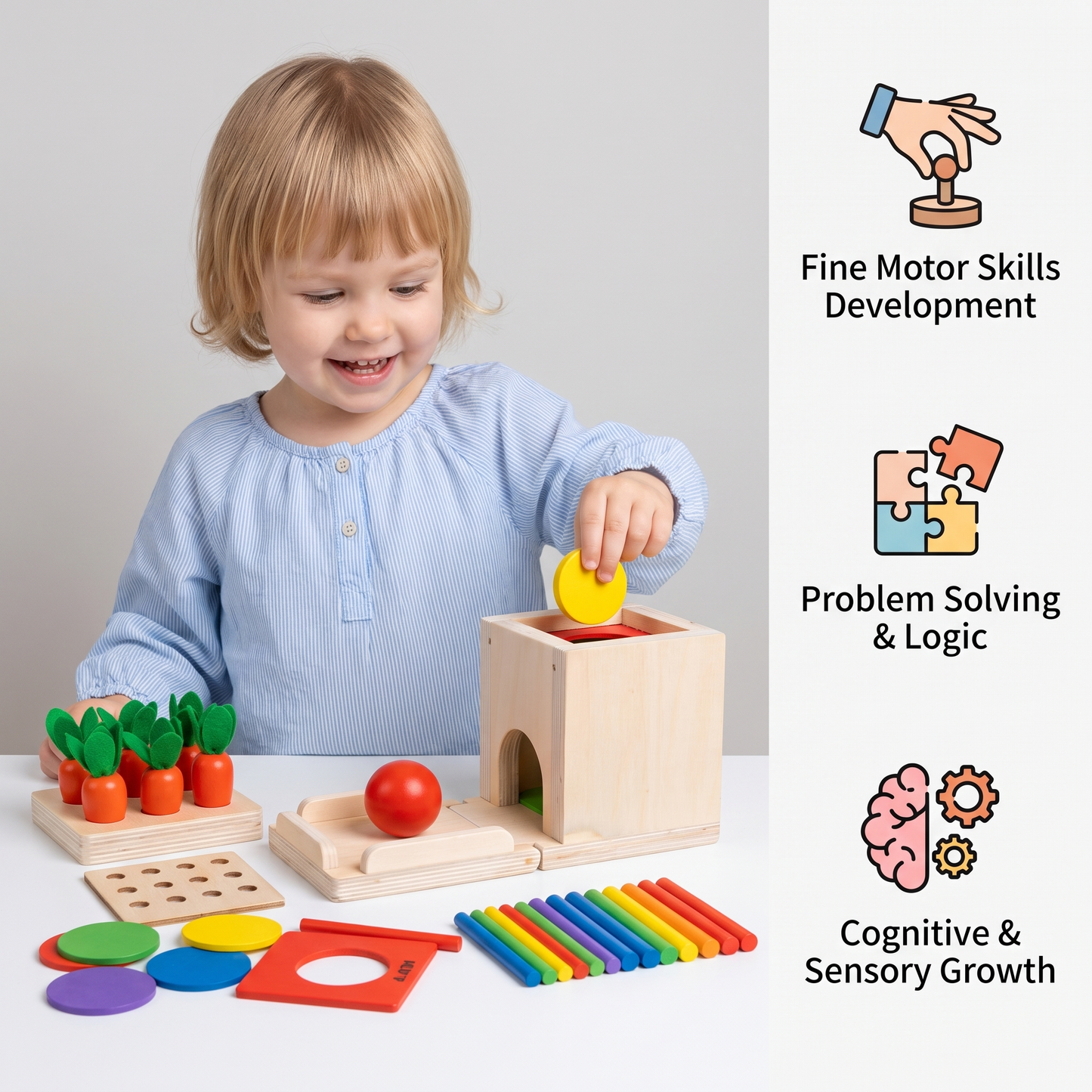 5in1 Montessori Learning Toy Set Made of Wood