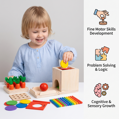 5in1 Montessori Learning Toy Set Made of Wood