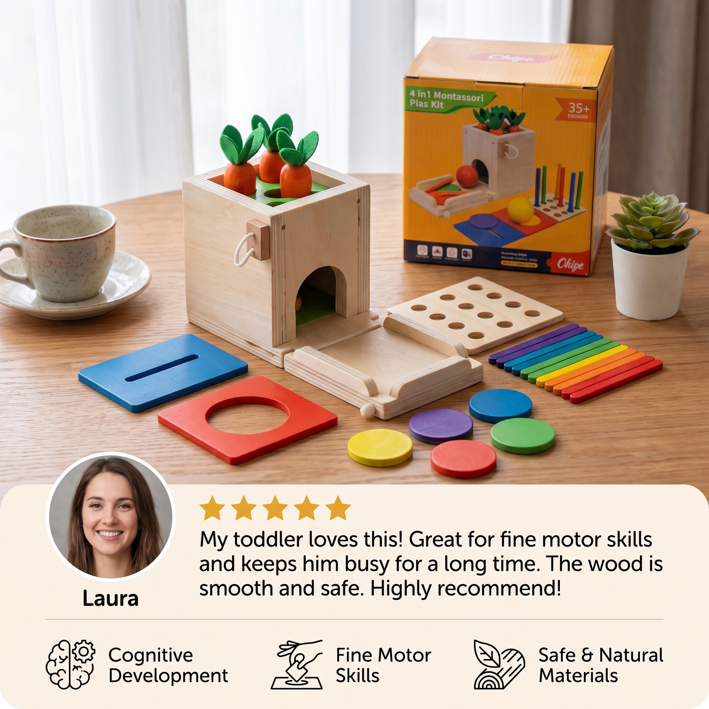 5in1 Montessori Learning Toy Set Made of Wood