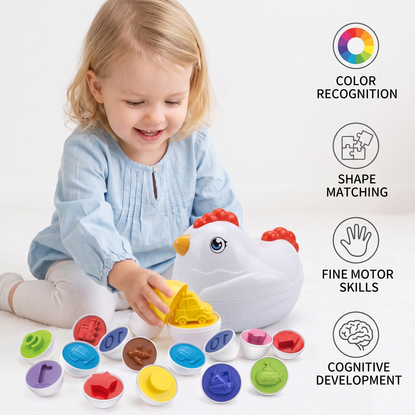 Color shape educational toy egg shell