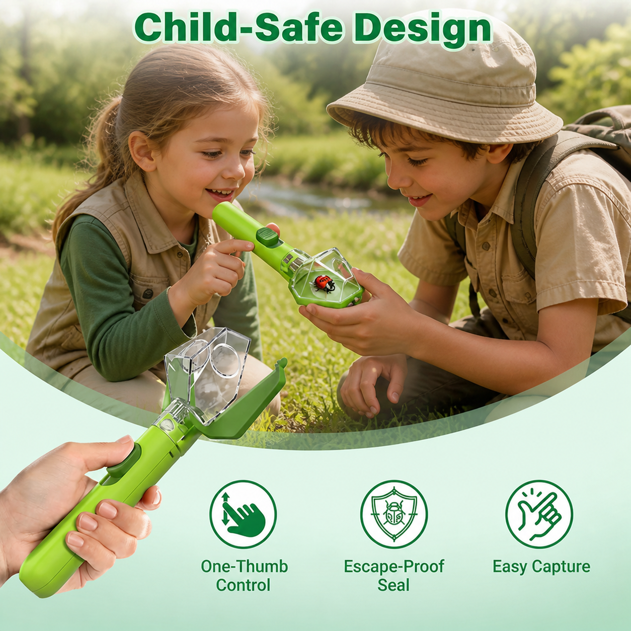 Kids Bug Catcher with 6X Magnifier – Insect Observation Tool for Outdoor Exploration