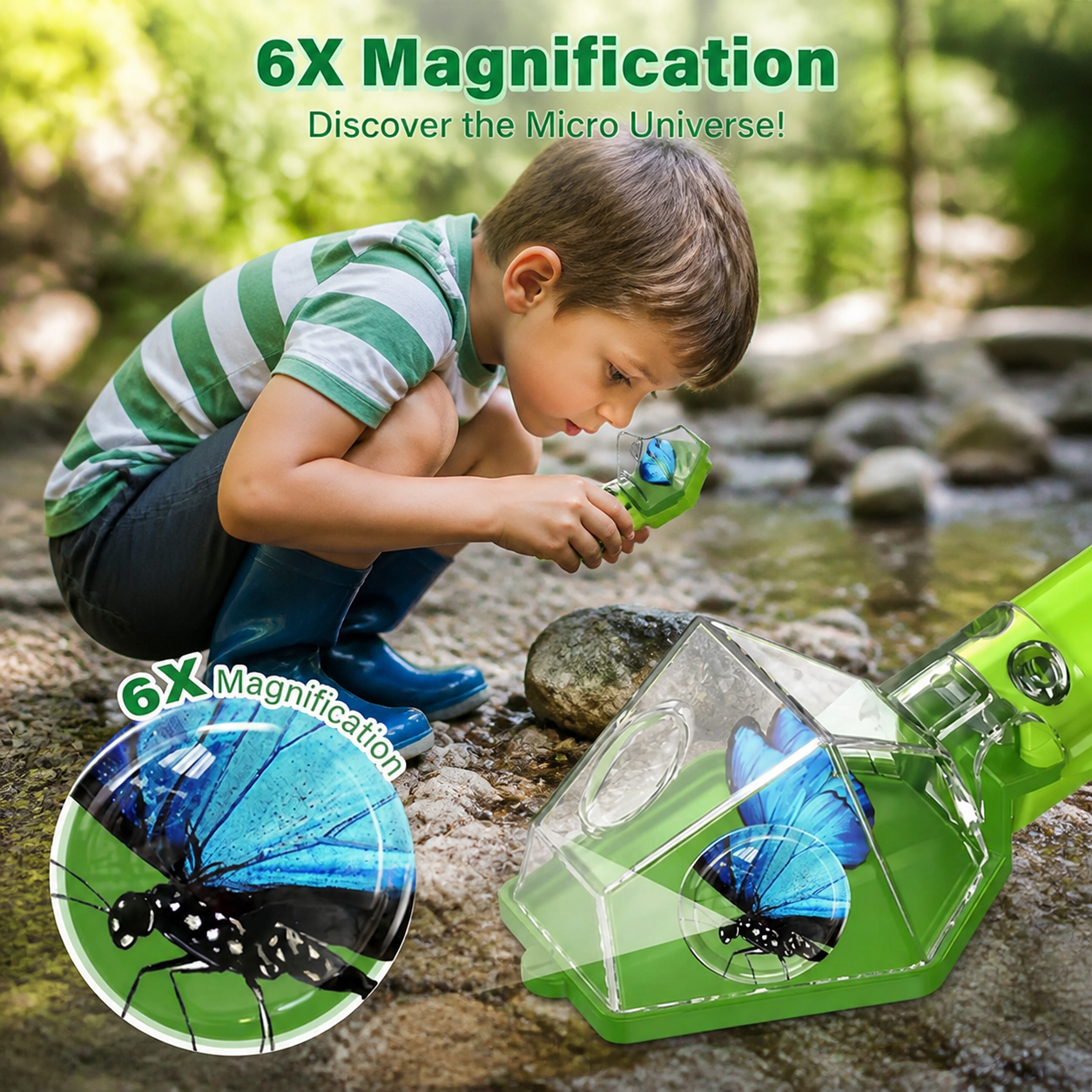 Kids Bug Catcher with 6X Magnifier – Insect Observation Tool for Outdoor Exploration