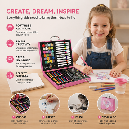 88-Piece Creative Art Case for Little Artists