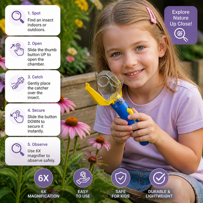 Kids Bug Catcher with 6X Magnifier – Insect Observation Tool for Outdoor Exploration