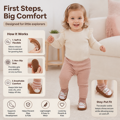 Baby Breathable Sock Shoes – Non-Slip Soft Sole Walking Socks for Infants & Toddlers