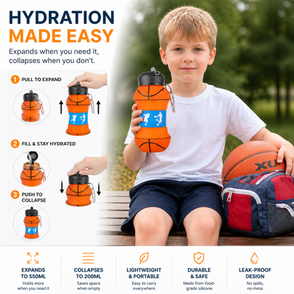 Foldable & Durable Silicone Football Water Bottle