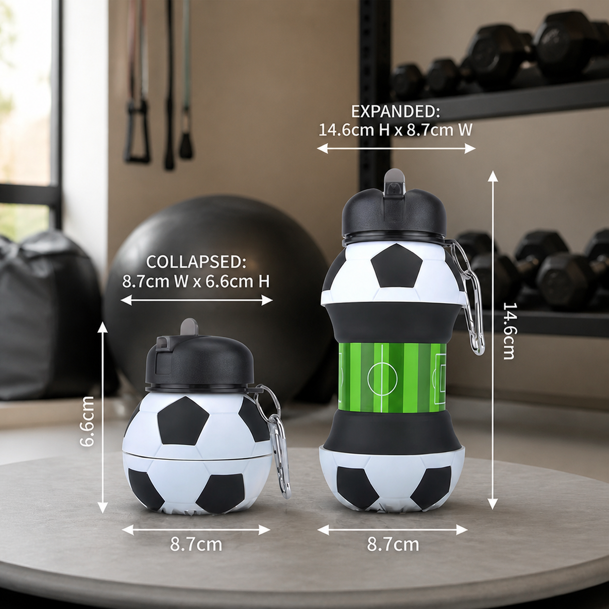 Foldable & Durable Silicone Football Water Bottle