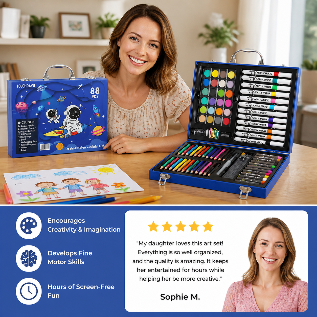88-Piece Creative Art Case for Little Artists
