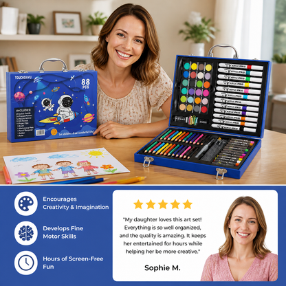 88-Piece Creative Art Case for Little Artists