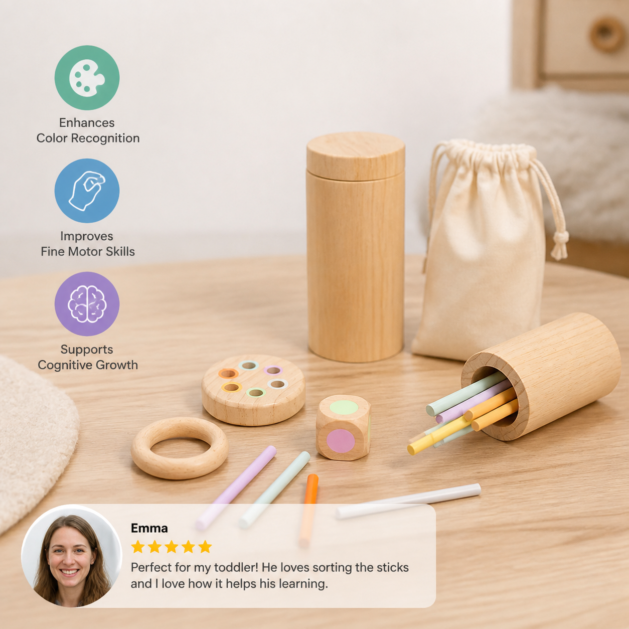 Montessori Color Wooden Stick Game
