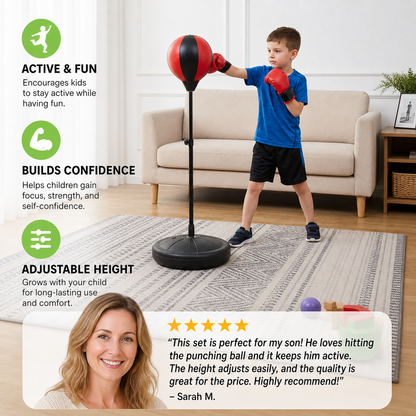 Kids Boxing Set with Standing Punching Bag & Gloves – Adjustable Height Training Set for Ages 3–8