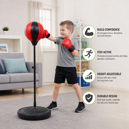 Kids Boxing Set with Standing Punching Bag & Gloves – Adjustable Height Training Set for Ages 3–8