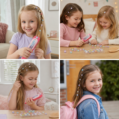 Kids Hair Gem Styling Kit – Hair Gem Stamper with Reusable Sparkling Gems