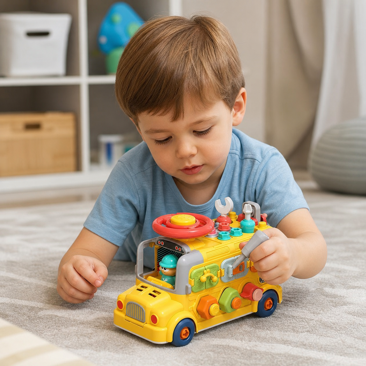 7-in-1 Montessori Screw Bus – Build & Fine Motor Skills Learning Toy