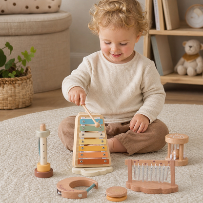 6-Piece Wooden Baby Musical Instrument Set – Sensory Sound & Music Toy