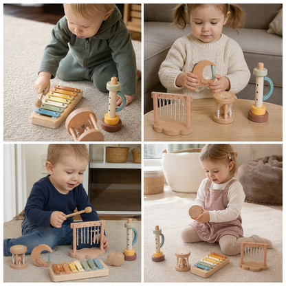 6-Piece Wooden Baby Musical Instrument Set – Sensory Sound & Music Toy