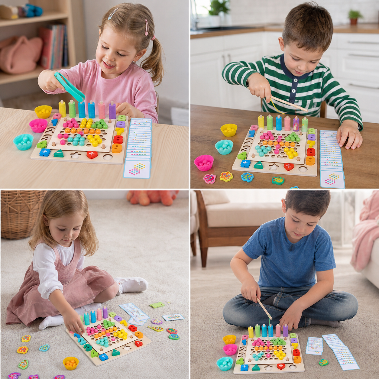 6-in-1 Montessori Wooden Fishing Game – Numbers, Colours & Fine Motor Skills Learning Toy for Kids