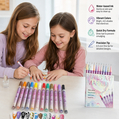 Nail Art Marker Set with Precision Tip – Acrylic Pens for Detailed Nail Designs