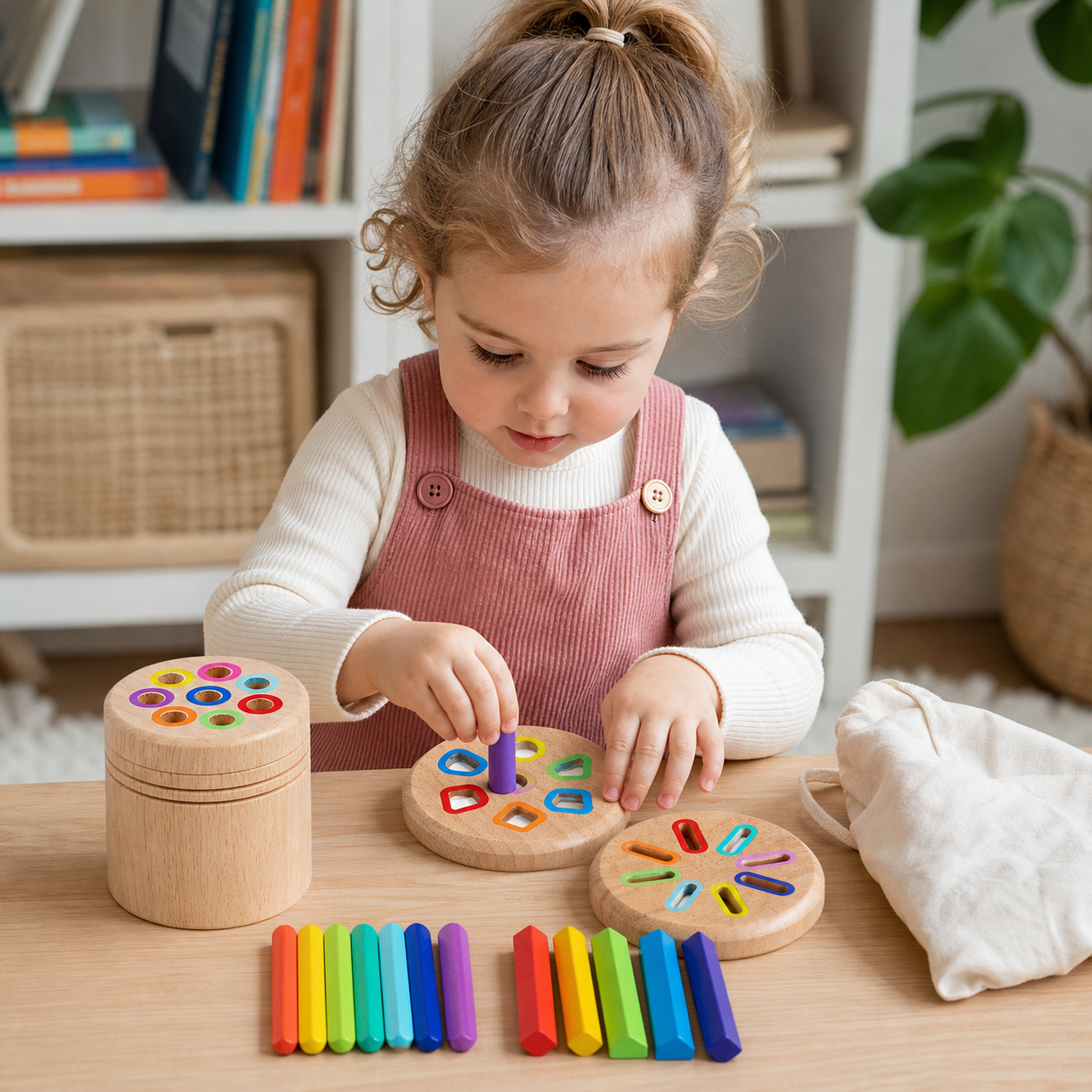 Montessori Wooden Colour & Shape Sorting Toy – Fine Motor Skills Learning Puzzle