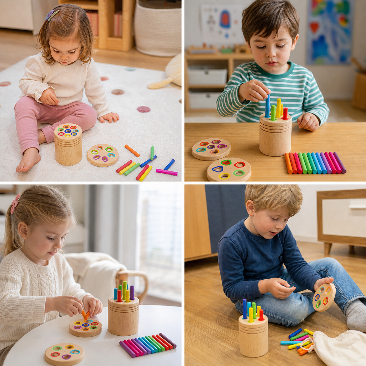 Montessori Wooden Colour & Shape Sorting Toy – Fine Motor Skills Learning Puzzle