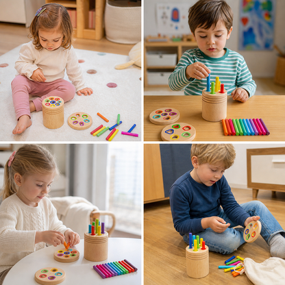 Montessori Wooden Colour & Shape Sorting Toy – Fine Motor Skills Learning Puzzle