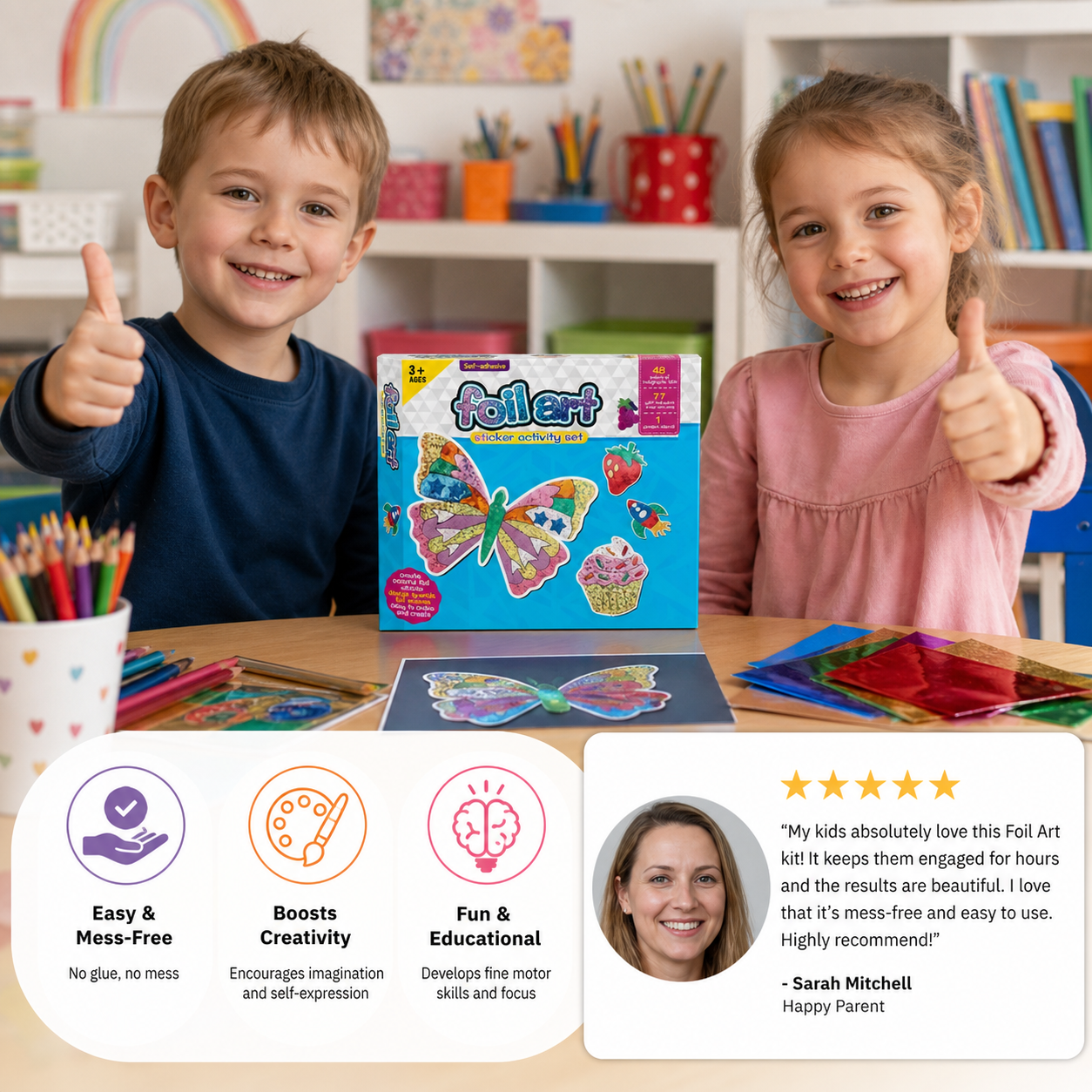 Foil Art Craft Kit for Kids – Mess-Free Creative Fun