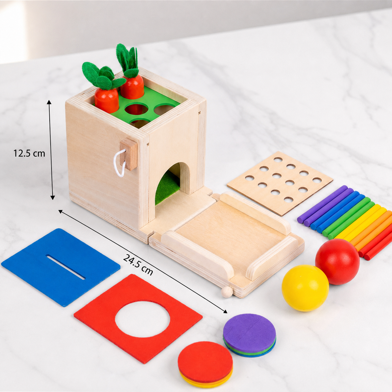 Montessori Wooden Play Box: Tasks & Solutions Set