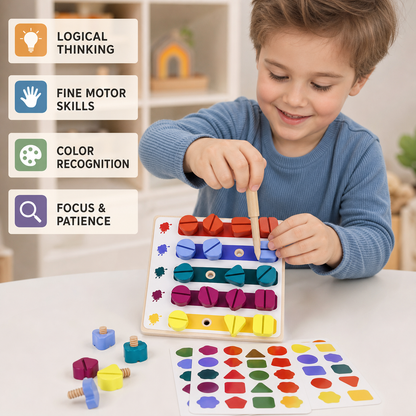 Montessori Screw, Wood, and Color Toy
