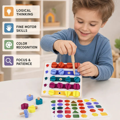 Montessori Screw, Wood, and Color Toy