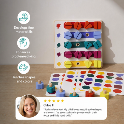Montessori Screw, Wood, and Color Toy