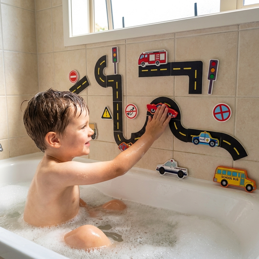 Self-adhesive Roads & Car Bath Toy