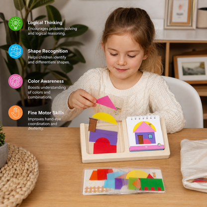 Geometric colours and shapes puzzle game – promotes logical thinking!