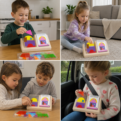 Geometric colours and shapes puzzle game – promotes logical thinking!