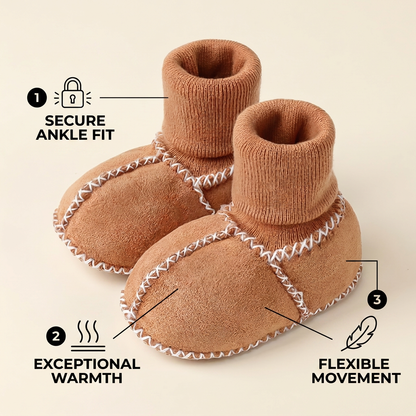 Lined baby winter sock shoes in suede look