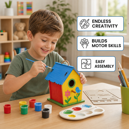 Colorful DIY Wooden Birdhouse Kit for Kids – Paint & Craft Set