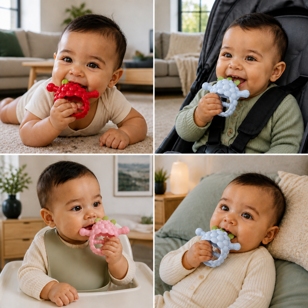 Easy-Grip Multi-Textured Silicone Baby Teether (3+ Months)