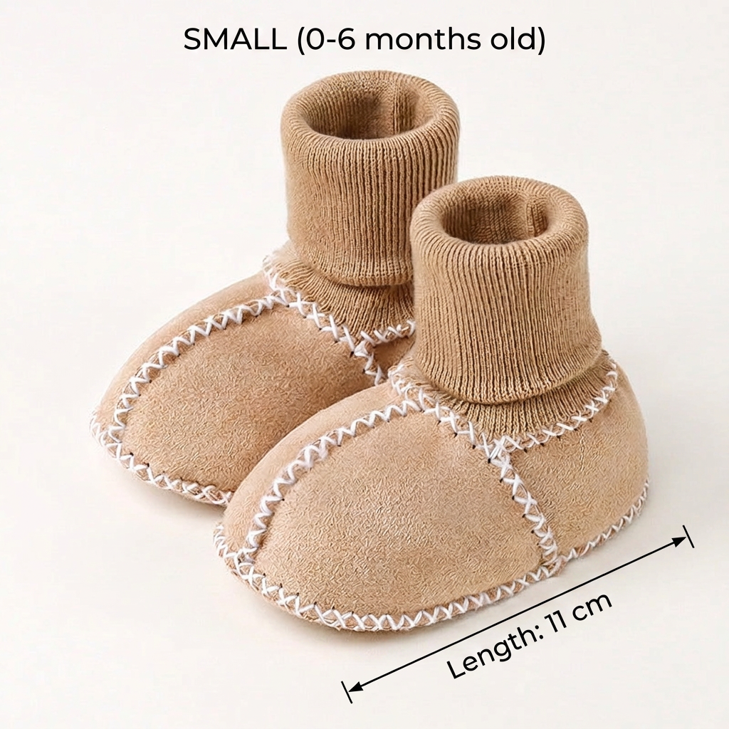 Lined baby winter sock shoes in suede look