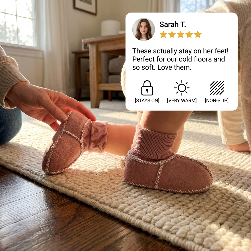 Lined baby winter sock shoes in suede look