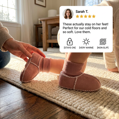Lined baby winter sock shoes in suede look