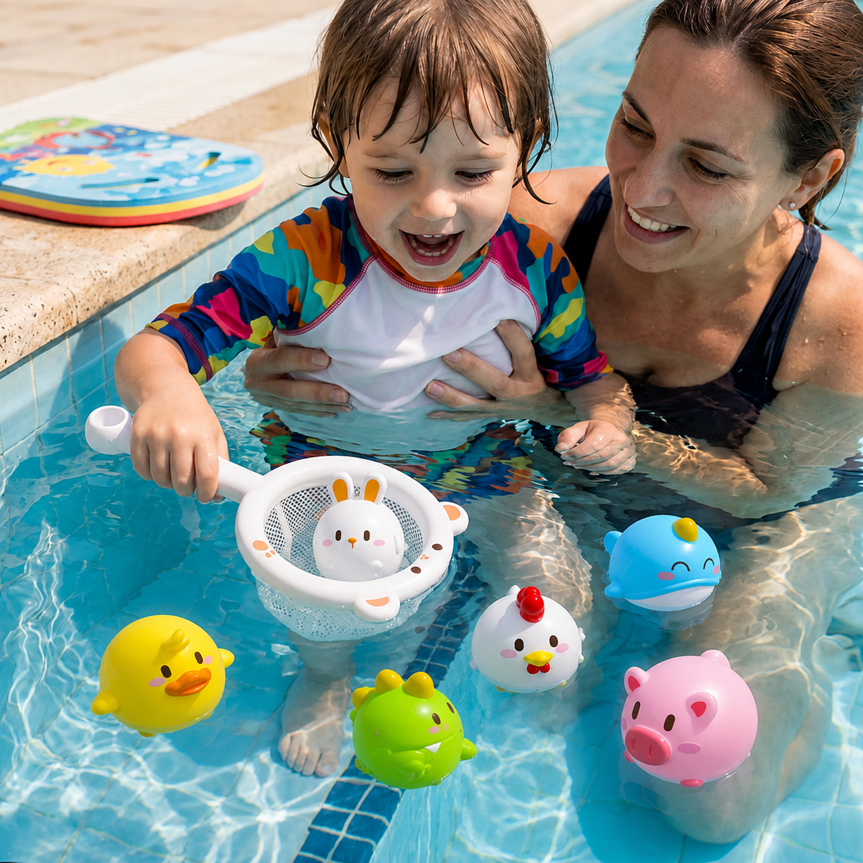 Self-Illuminating Bath Toy with Net