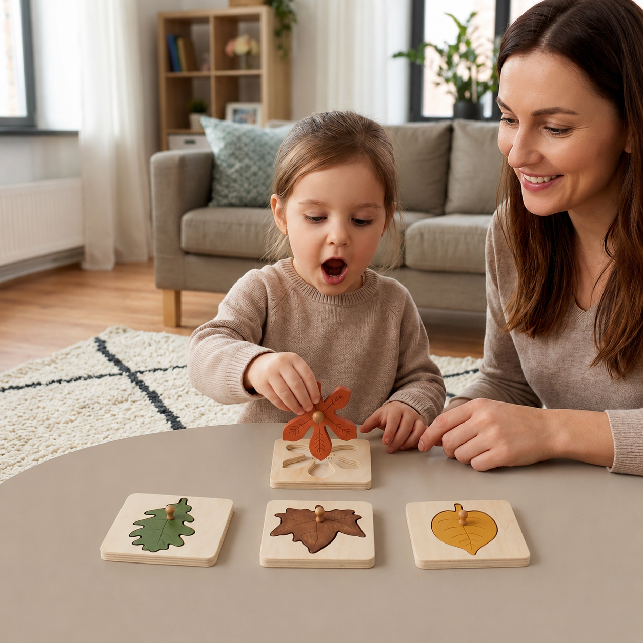 Montessori leaves puzzle made of wood