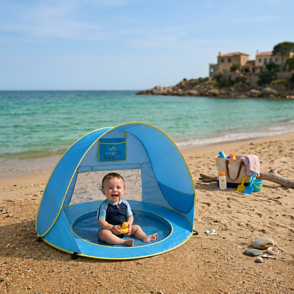 Pop-Up Baby Beach Tent with Built-In Pool & UV Protection – Portable Sun Shade for Kids