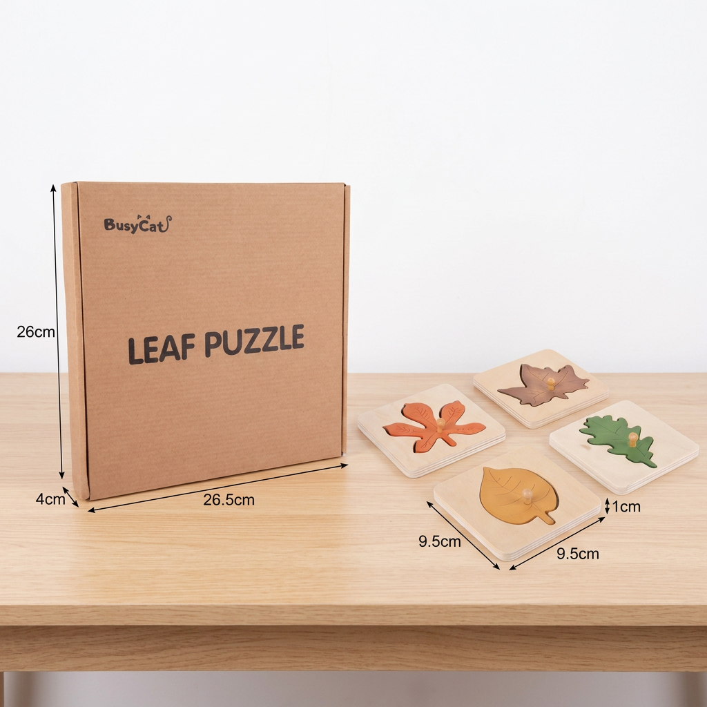 Montessori leaves puzzle made of wood
