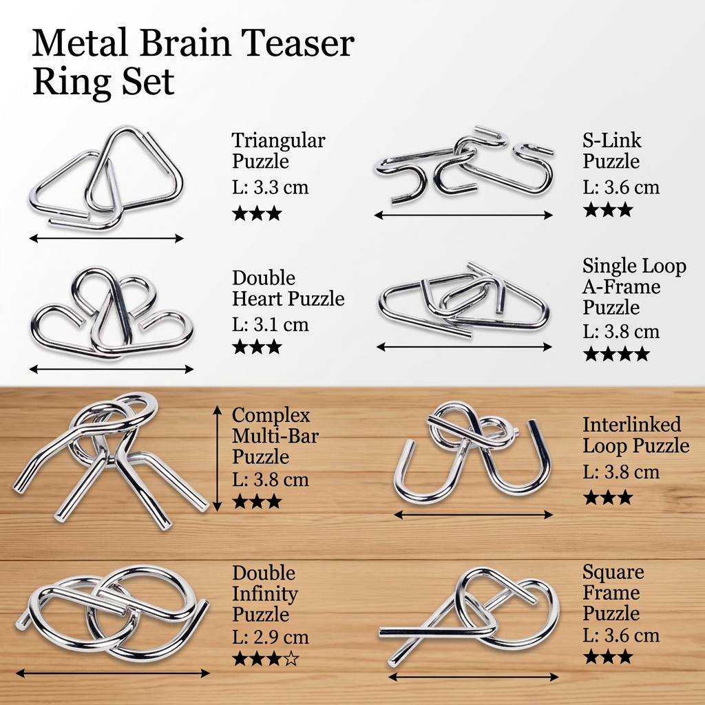 Metal Brain Teaser Ring Set
