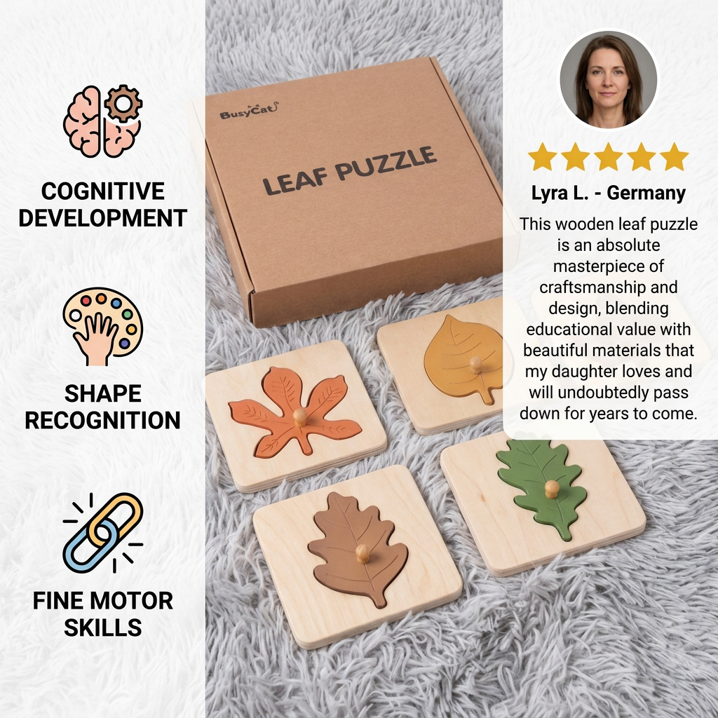 Montessori leaves puzzle made of wood