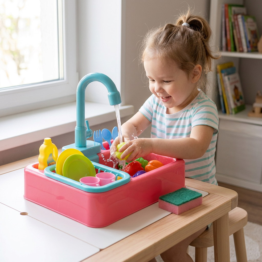 Dishwashing Sink Toy with Running Water