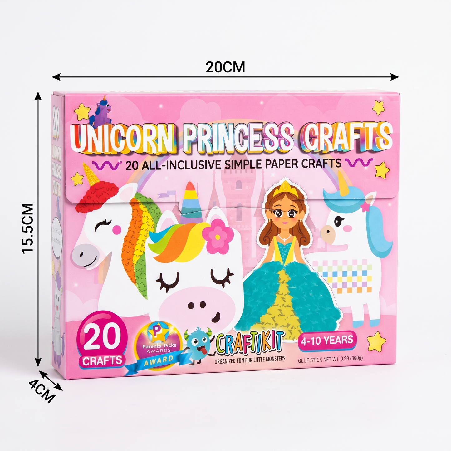 Kids Paper Crafts Box – 20 Easy DIY Arts & Crafts Projects for Ages 3–10 with Glue Stick, Tape & Envelopes