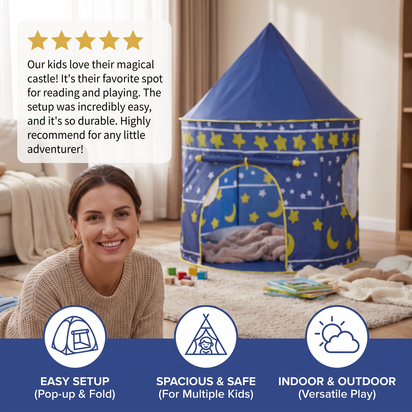Starry Sky Kids Play Tent – Magical Castle for Little Adventurers (Indoor & Outdoor)
