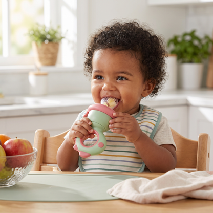Silicone Baby Fruit Feeder & Teether with Push Mechanism